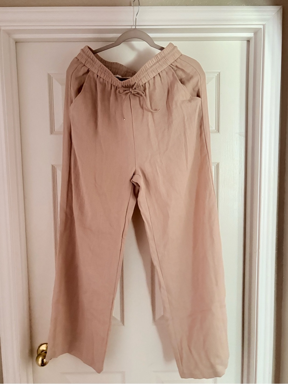 HALARA Tall Neutral Tan Linen Drawstring Pants
